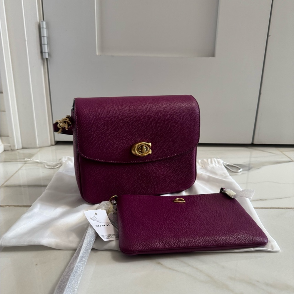 Coach Cassie 19 in Deep Plum with Matching NWT Wristlet